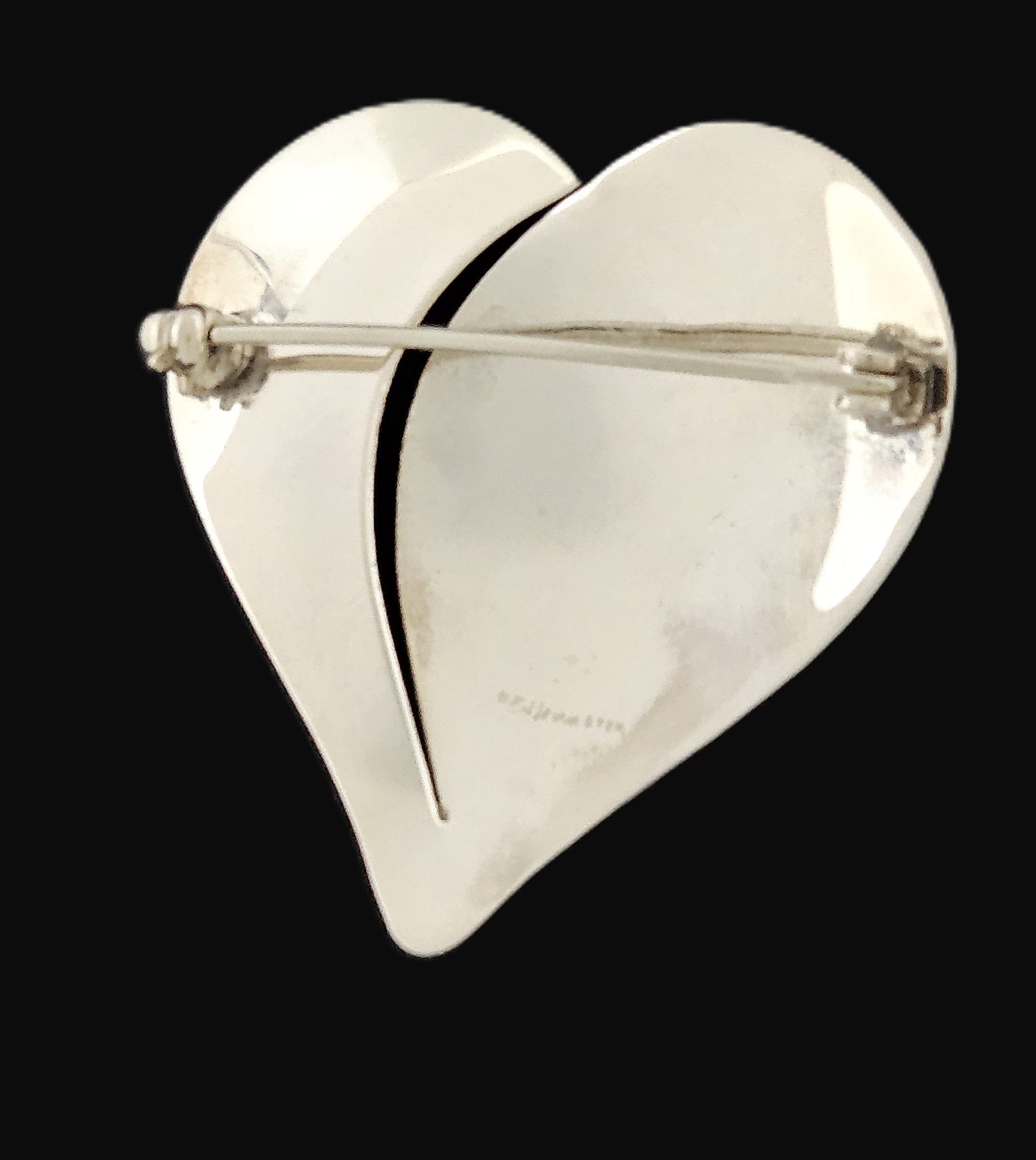 Ed Levin Jewelry Iconic Ed Levin Modernist Sterling Silver 3D Heart Brooch Circa 1980/90s