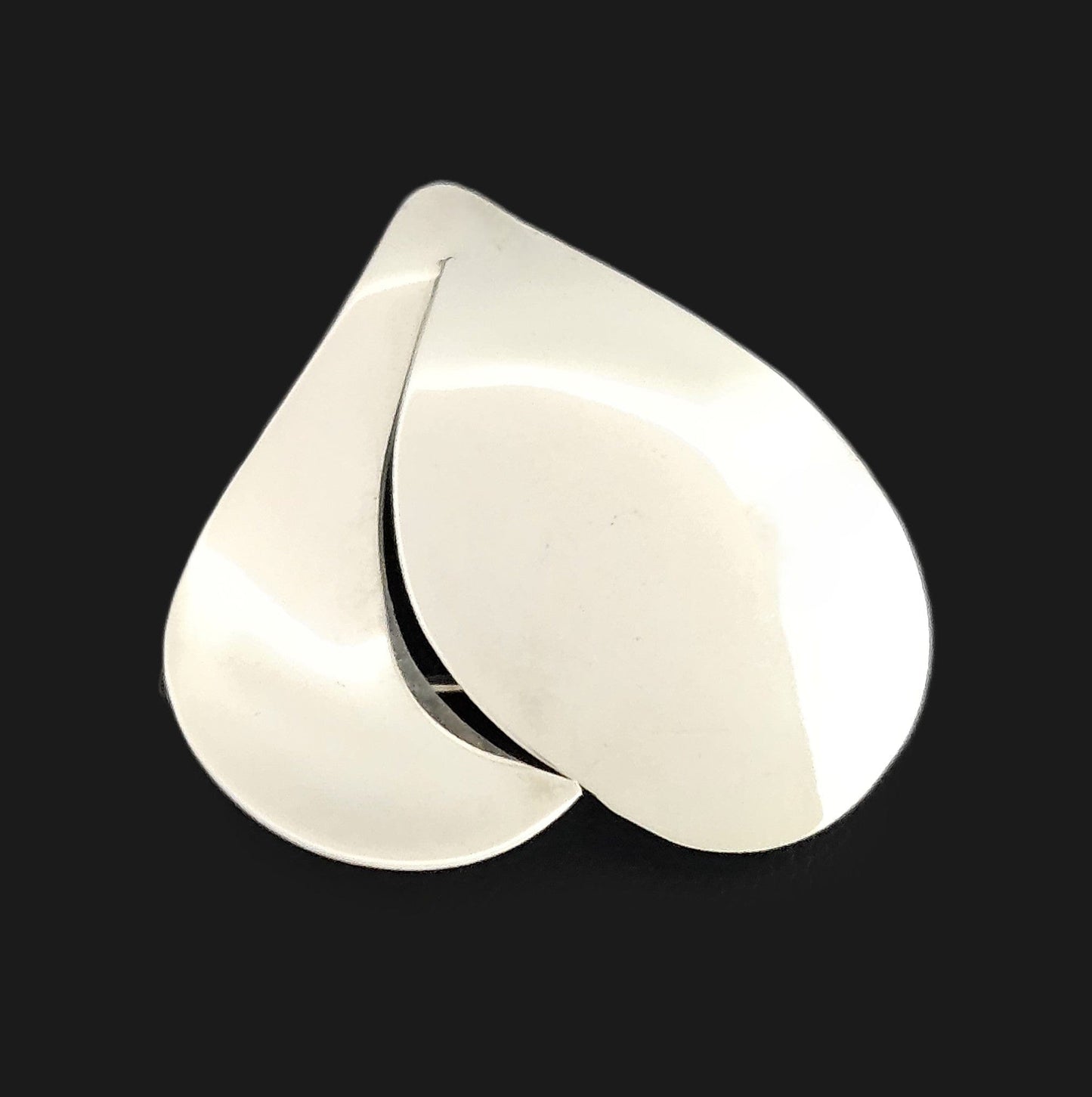 Ed Levin Jewelry Iconic Ed Levin Modernist Sterling Silver 3D Heart Brooch Circa 1980/90s