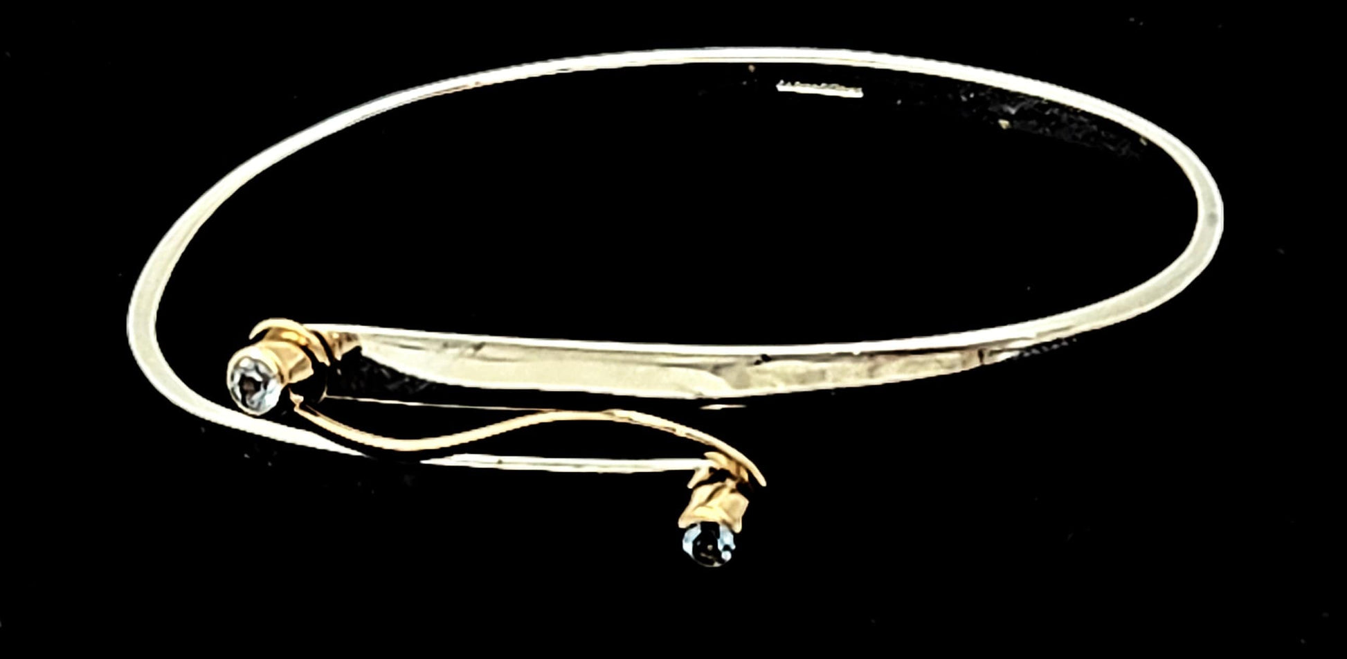 Ed Levin Jewelry Superb Ed Levin Sterling 14K Gold Blue Topaz Modernist Cuff Bracelet 1960/70s