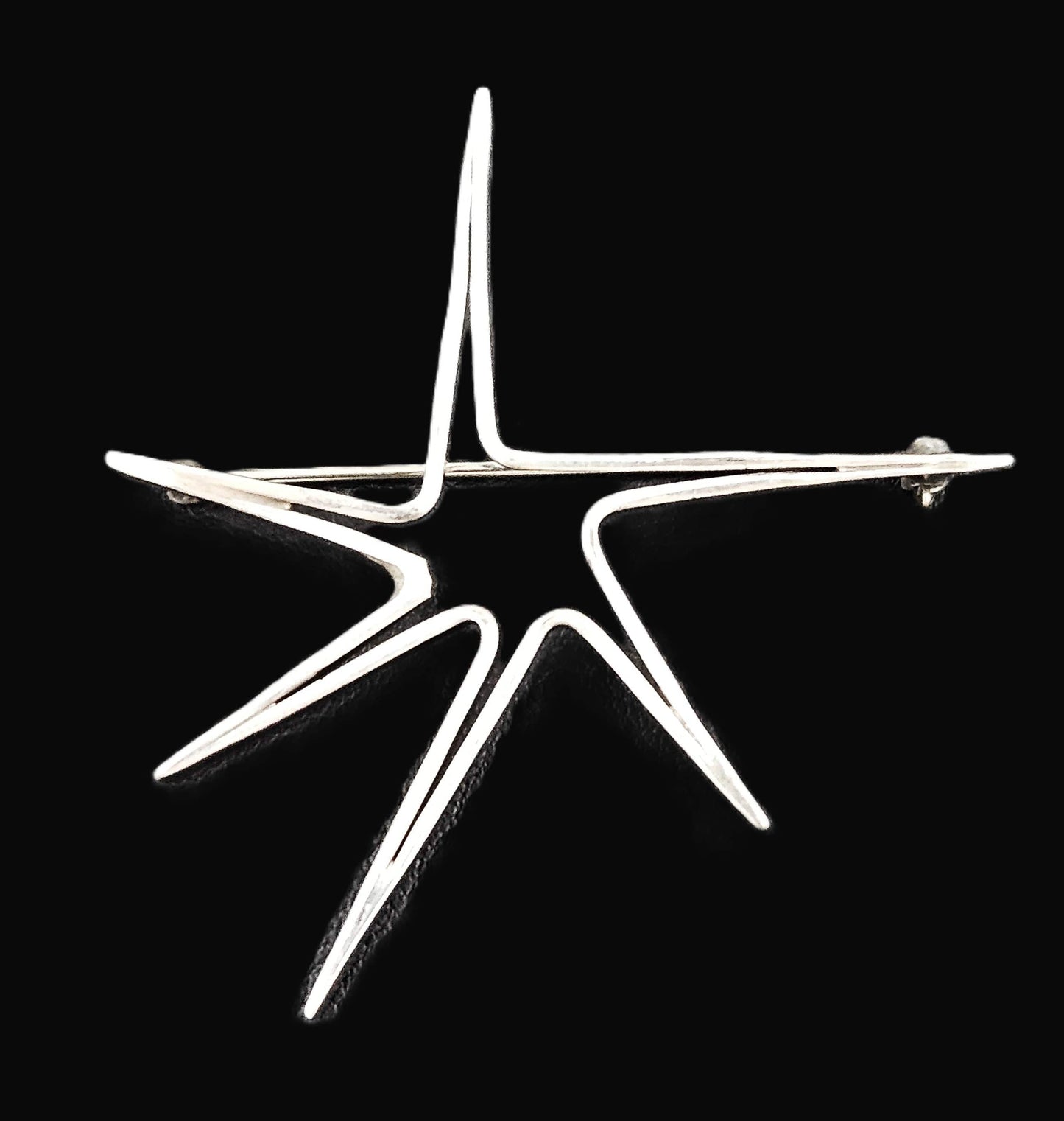 Ed Wiener Jewelry SUPERB Iconic Ed Wiener Modernist Sterling 3D Starburst Brooch Circa 1950s