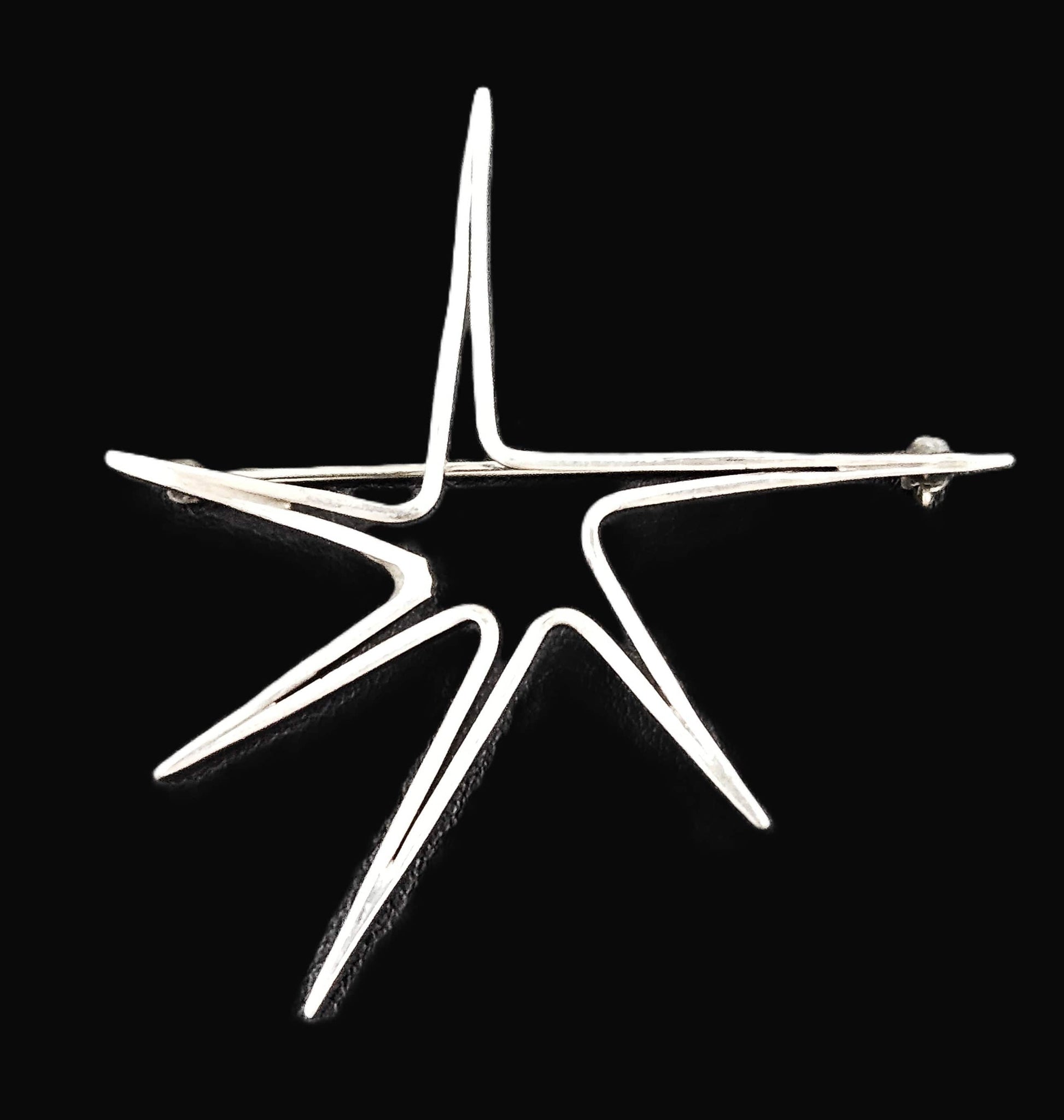 Ed Wiener Jewelry SUPERB Iconic Ed Wiener Modernist Sterling 3D Starburst Brooch Circa 1950s