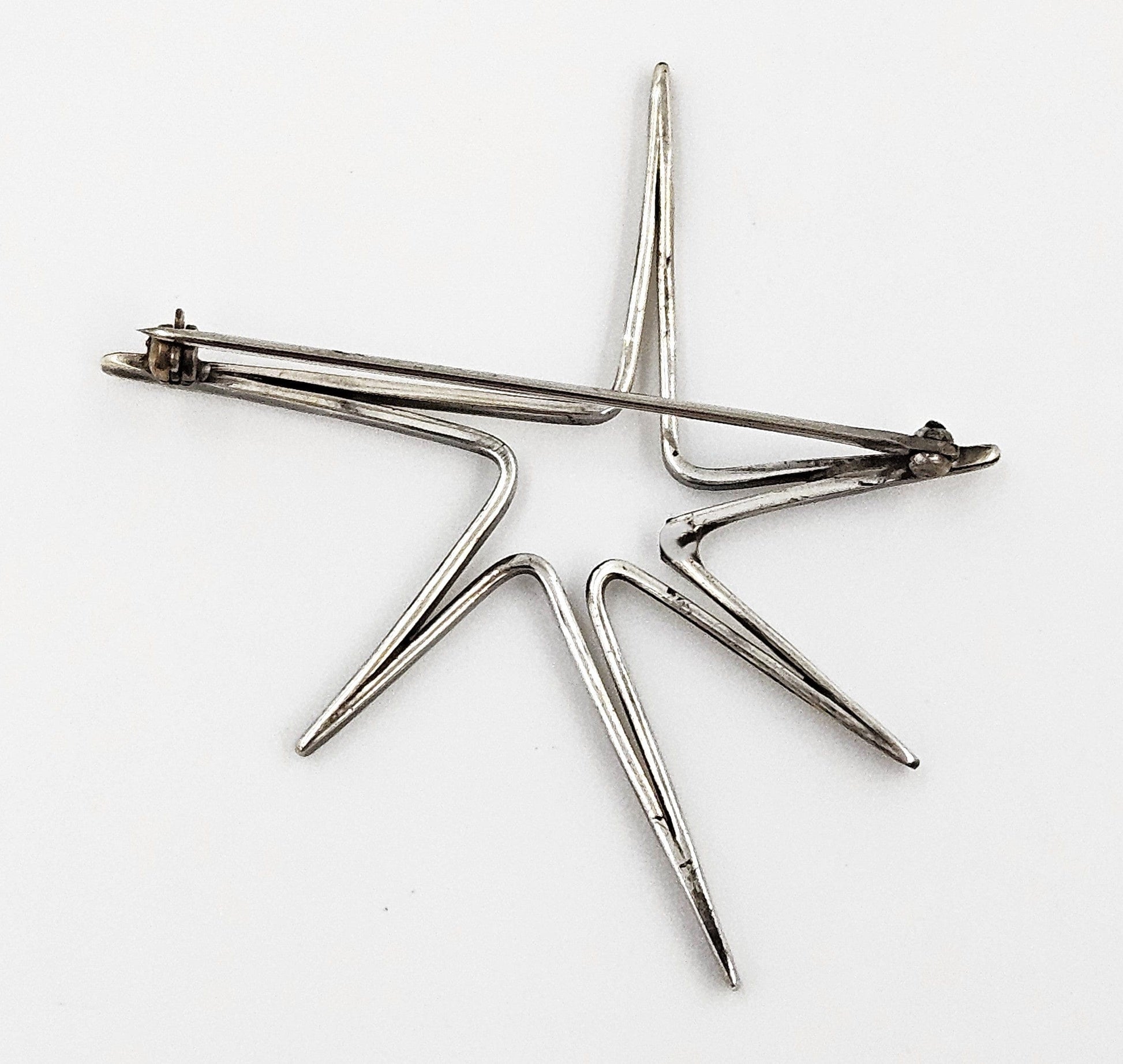 Ed Wiener Jewelry SUPERB Iconic Ed Wiener Modernist Sterling 3D Starburst Brooch Circa 1950s