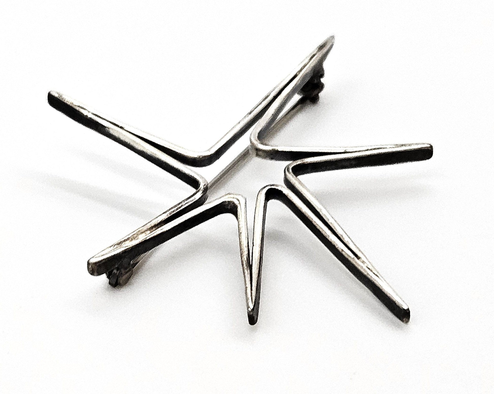 Ed Wiener Jewelry SUPERB Iconic Ed Wiener Modernist Sterling 3D Starburst Brooch Circa 1950s