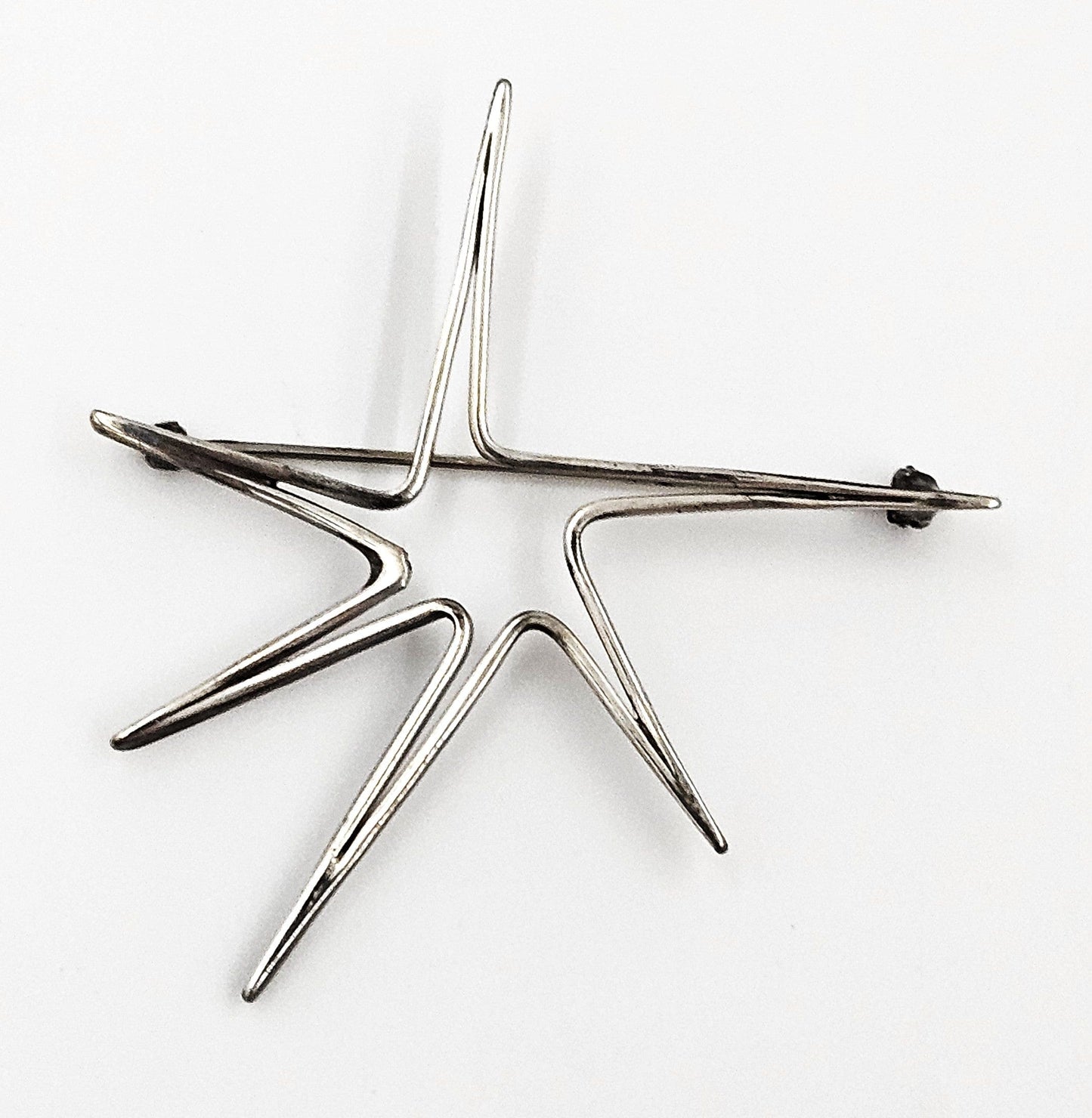 Ed Wiener Jewelry SUPERB Iconic Ed Wiener Modernist Sterling 3D Starburst Brooch Circa 1950s