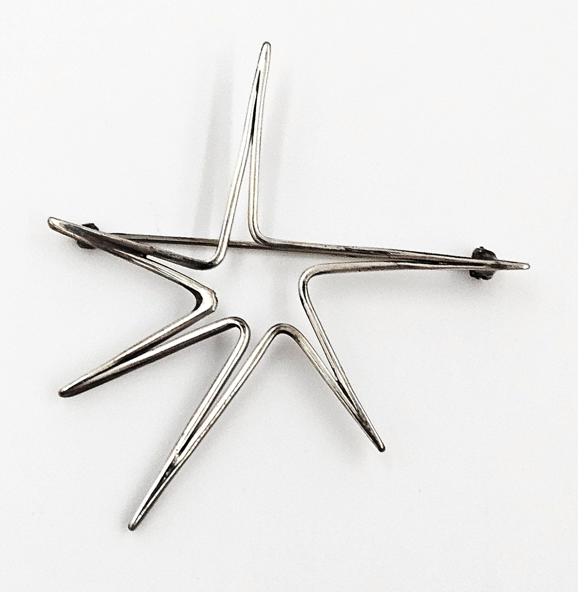 Ed Wiener Jewelry SUPERB Iconic Ed Wiener Modernist Sterling 3D Starburst Brooch Circa 1950s