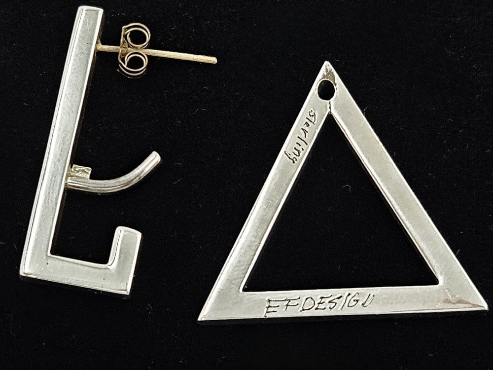 EF Design Jewelry EF Design 2 Piece Sterling Silver Modernist Drop Earrings Triangles