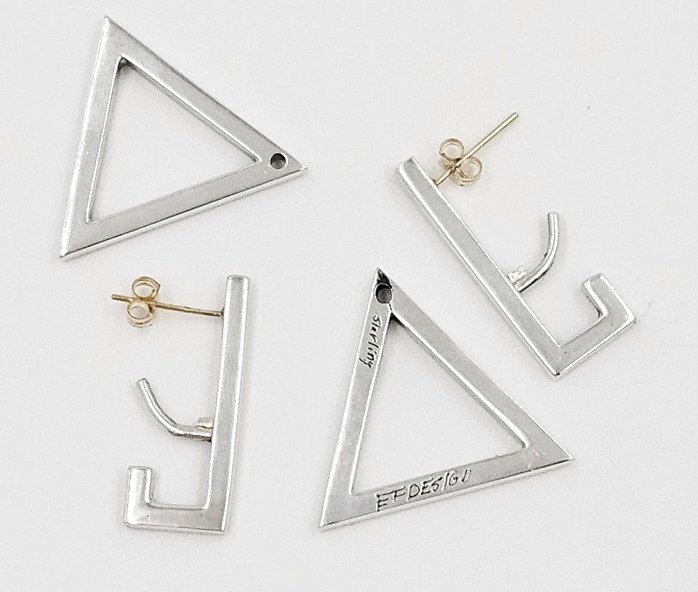 EF Design Jewelry EF Design 2 Piece Sterling Silver Modernist Drop Earrings Triangles