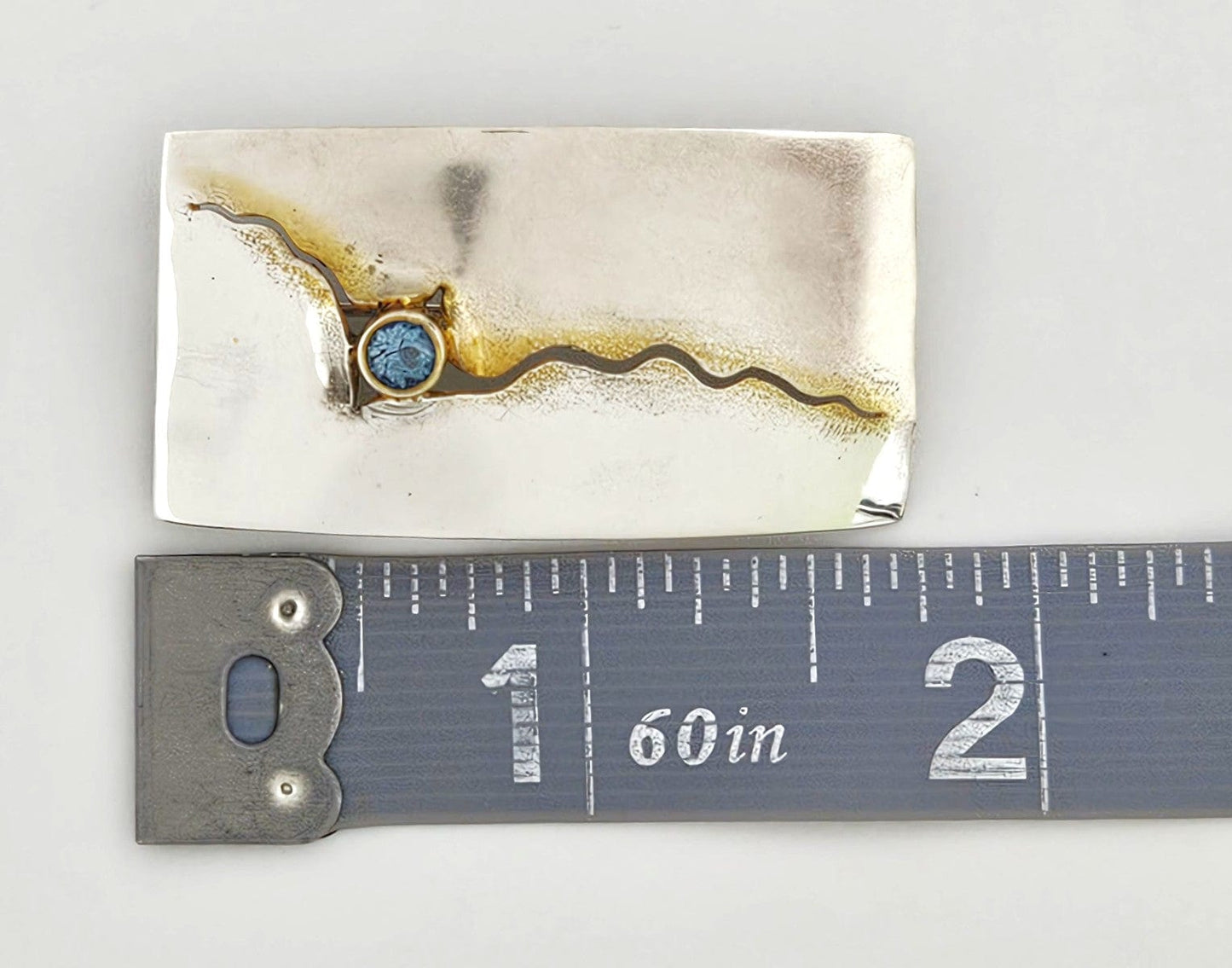 Elizabeth Prior Jewelry Elizabeth Prior Sterling 14K Blue Topaz Modernist Brooch 1990s