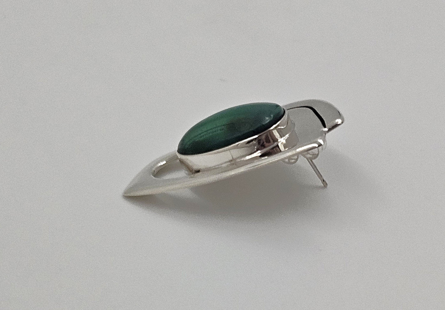 Erika Hult de Corral "Ric" Jewelry Erika Hult de Corral "Ric" Taxco Sterling Malachite Modernist Earrings 1980s