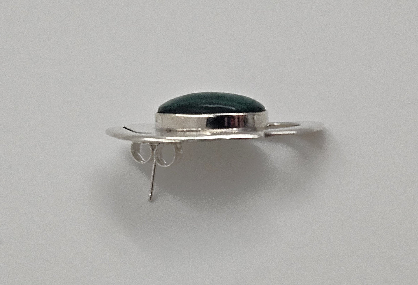 Erika Hult de Corral "Ric" Jewelry Erika Hult de Corral "Ric" Taxco Sterling Malachite Modernist Earrings 1980s