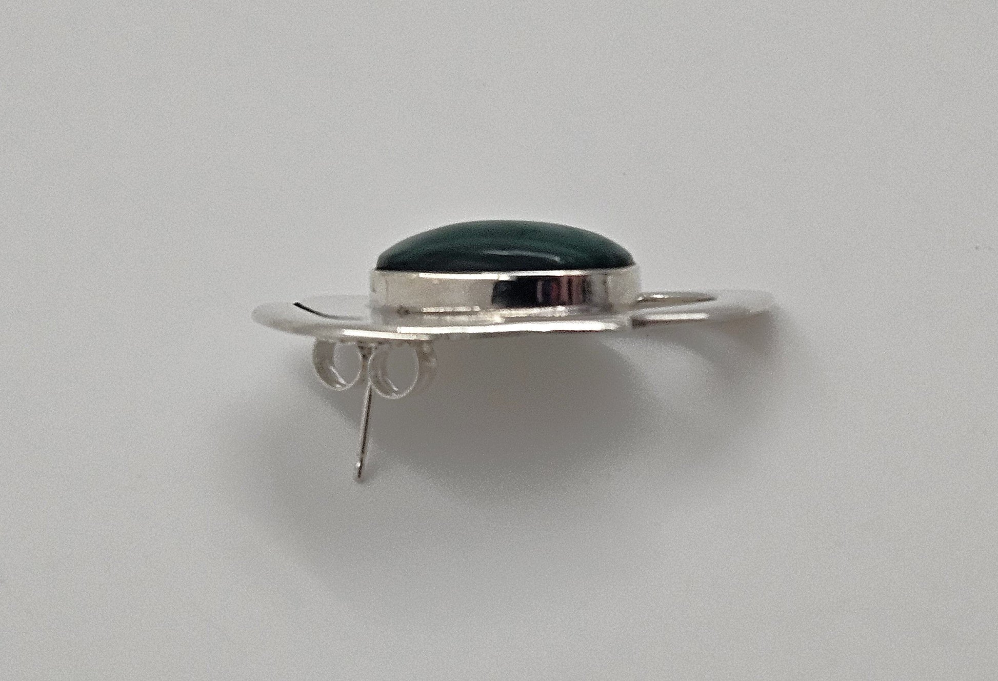 Erika Hult de Corral "Ric" Jewelry Erika Hult de Corral "Ric" Taxco Sterling Malachite Modernist Earrings 1980s