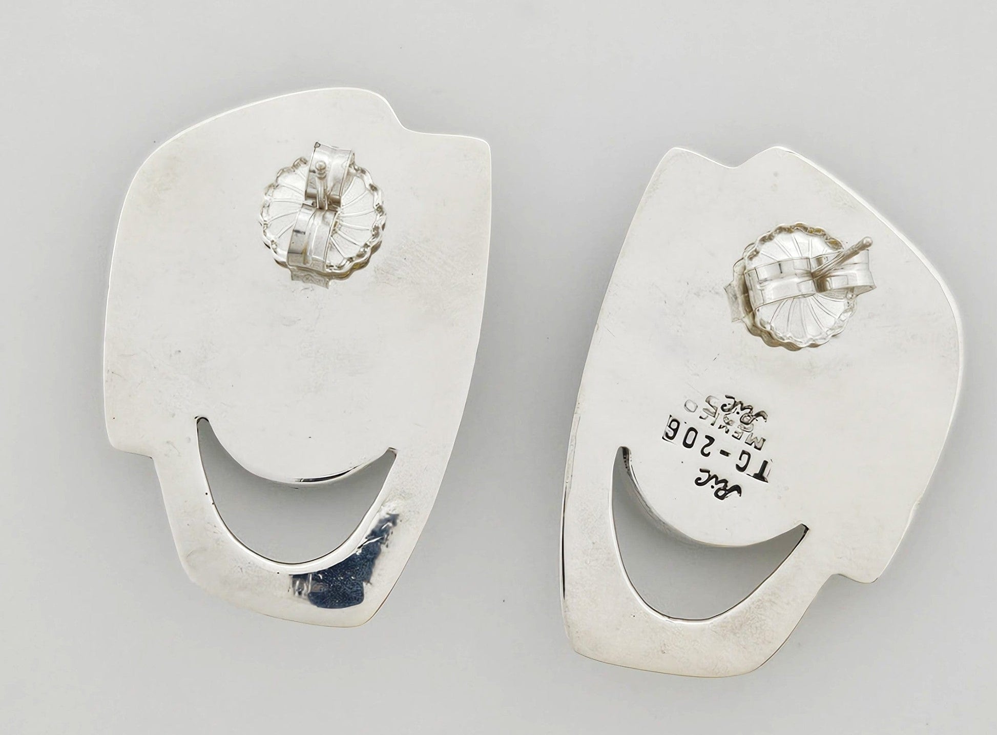 Erika Hult de Corral "Ric" Jewelry Erika Hult de Corral "Ric" Taxco Sterling Malachite Modernist Earrings 1980s