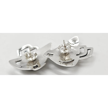 Erika Hult de Corral "Ric" Jewelry Erika Hult de Corral "Ric" Taxco Sterling Onyx Abstract Modernist Earrings 80s