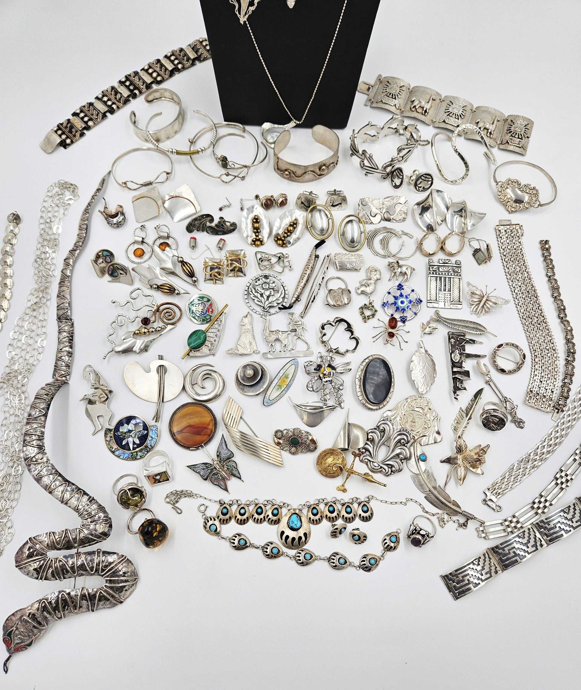 Estate Silver Jewelry Huge Resellers Fine Jewelry Lot 200+ Pieces Sterling Semi Precious Stones More