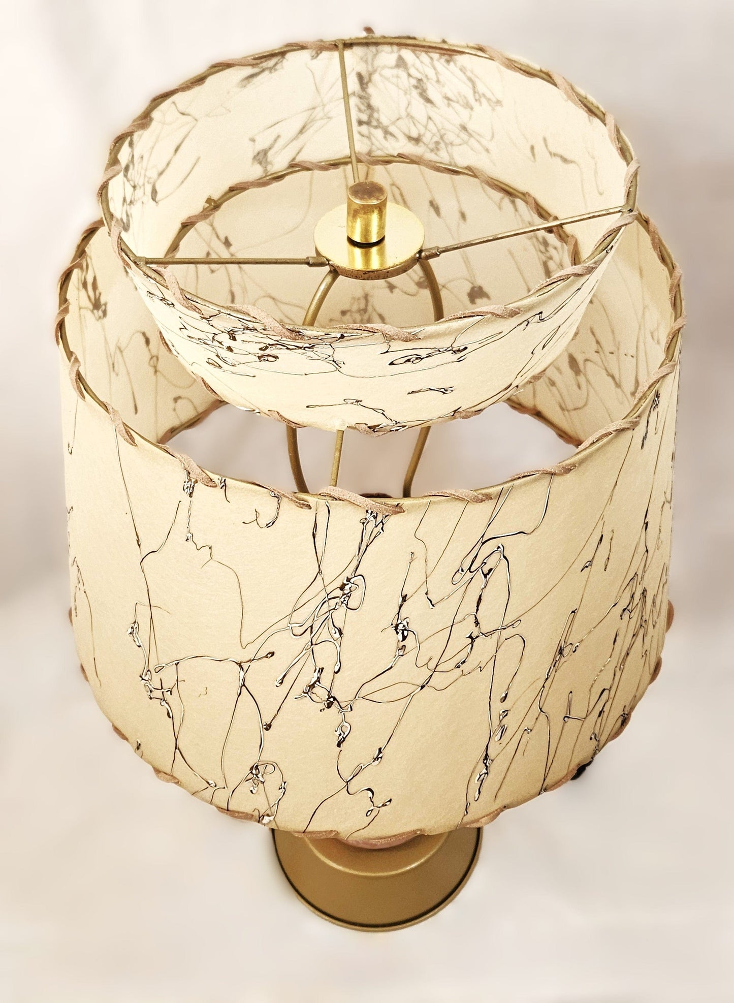 Falkenstein Atomic Lamp Lighting MCM Falkenstein Pink & Gold Retro Atomic Table Lamp w Original Shade