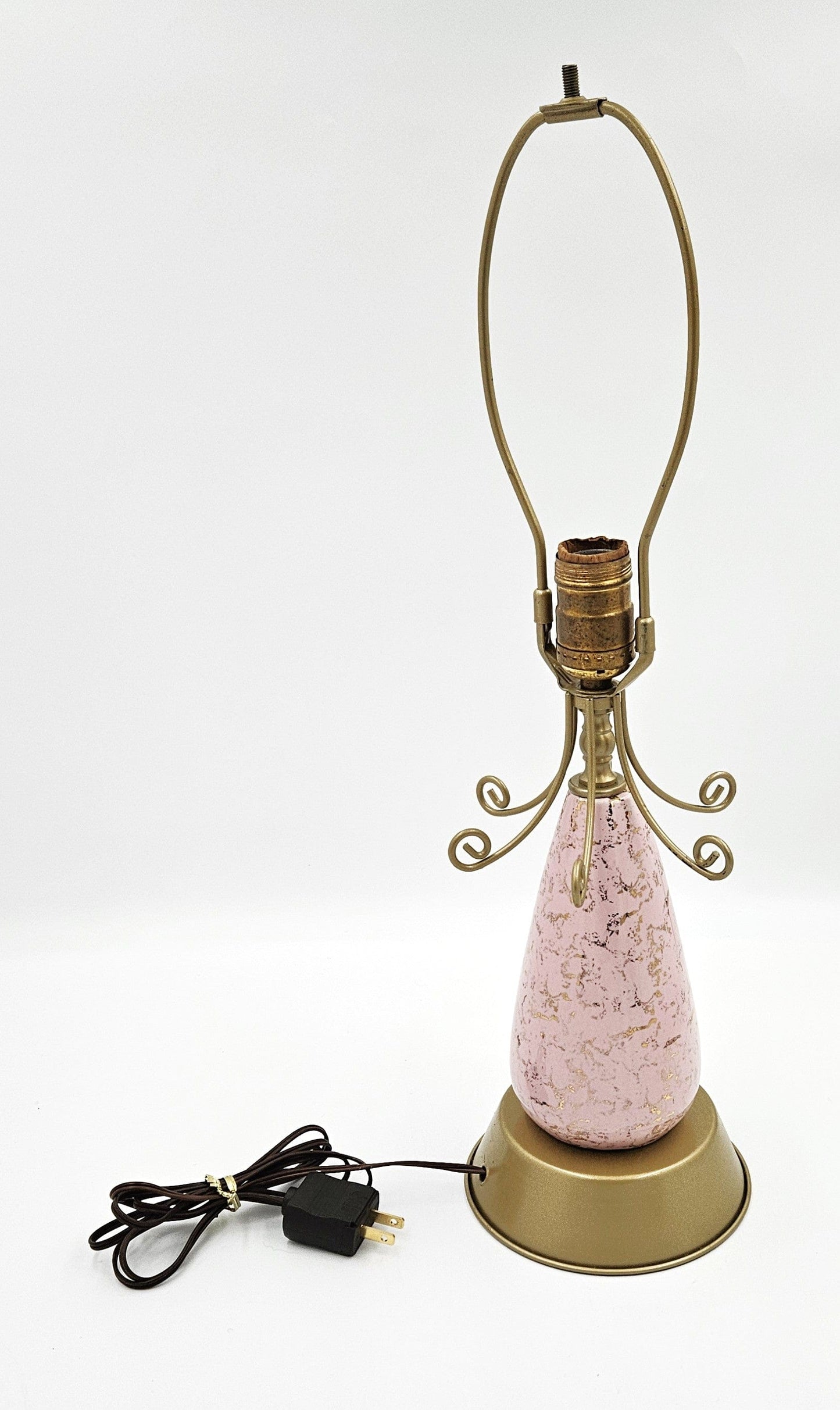 Falkenstein Atomic Lamp Lighting MCM Falkenstein Pink & Gold Retro Atomic Table Lamp w Original Shade