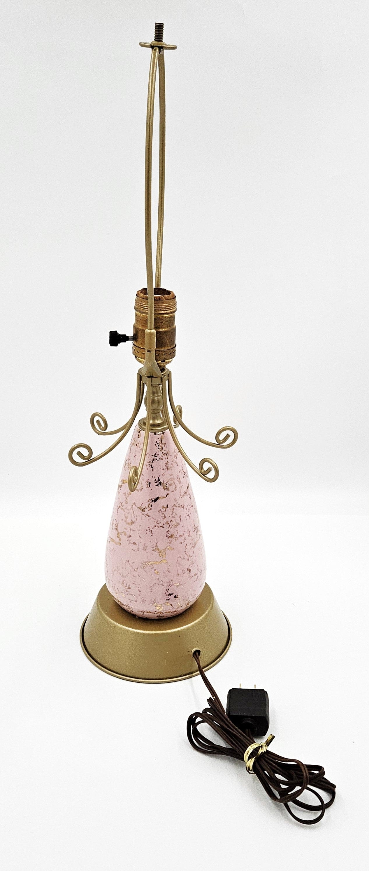 Falkenstein Atomic Lamp Lighting MCM Falkenstein Pink & Gold Retro Atomic Table Lamp w Original Shade