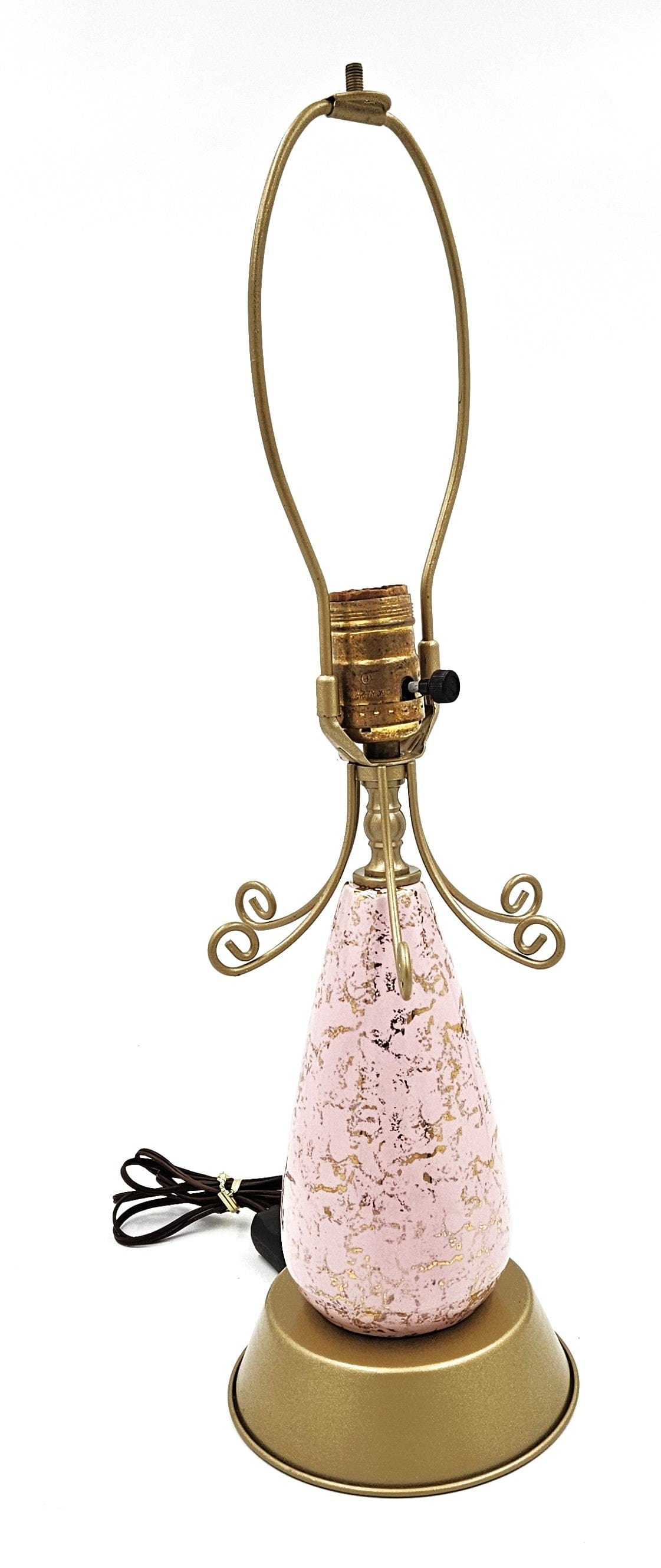 Falkenstein Atomic Lamp Lighting MCM Falkenstein Pink & Gold Retro Atomic Table Lamp w Original Shade