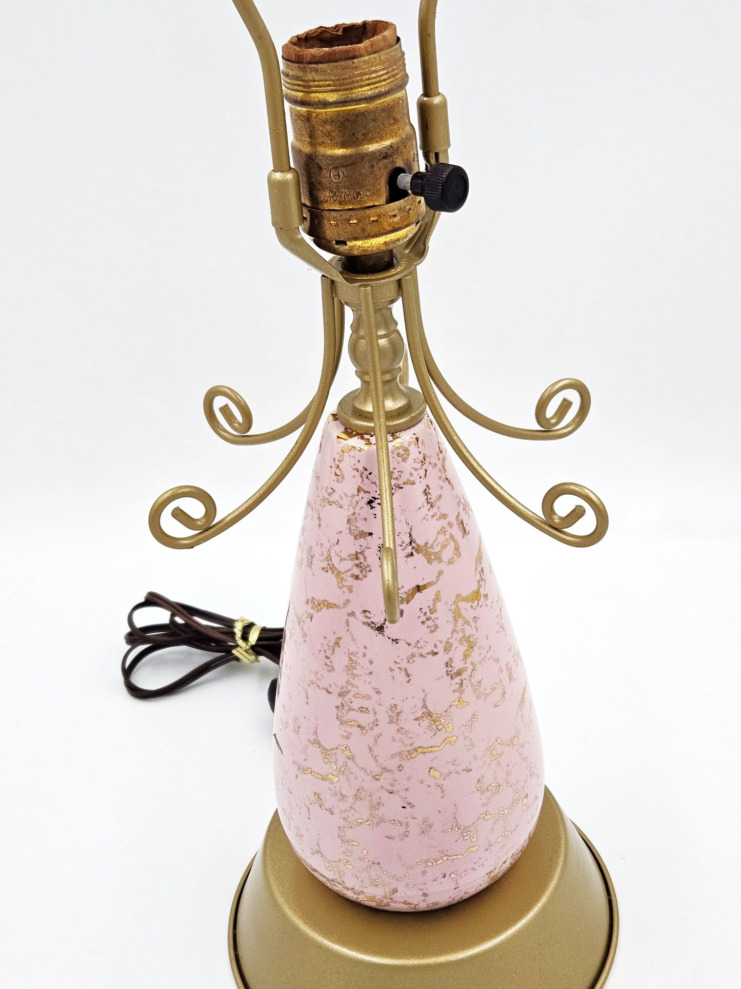Falkenstein Atomic Lamp Lighting MCM Falkenstein Pink & Gold Retro Atomic Table Lamp w Original Shade
