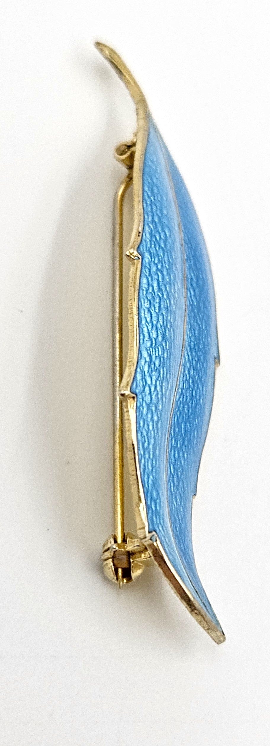 Finn Jensen Jewelry Finn Jensen Norway Gilt Sterling & Guilloche Enamel Feather Brooch Circa 1950s