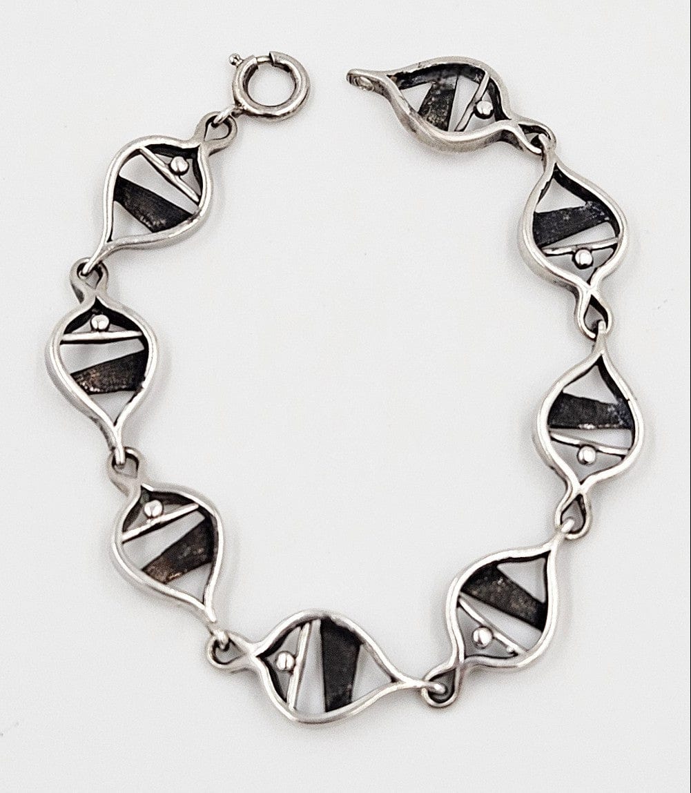 Franz Scheurle Jewelry Franz Scheurle Germany Sterling Abstract Modernist Links Bracelet Circa 1960's