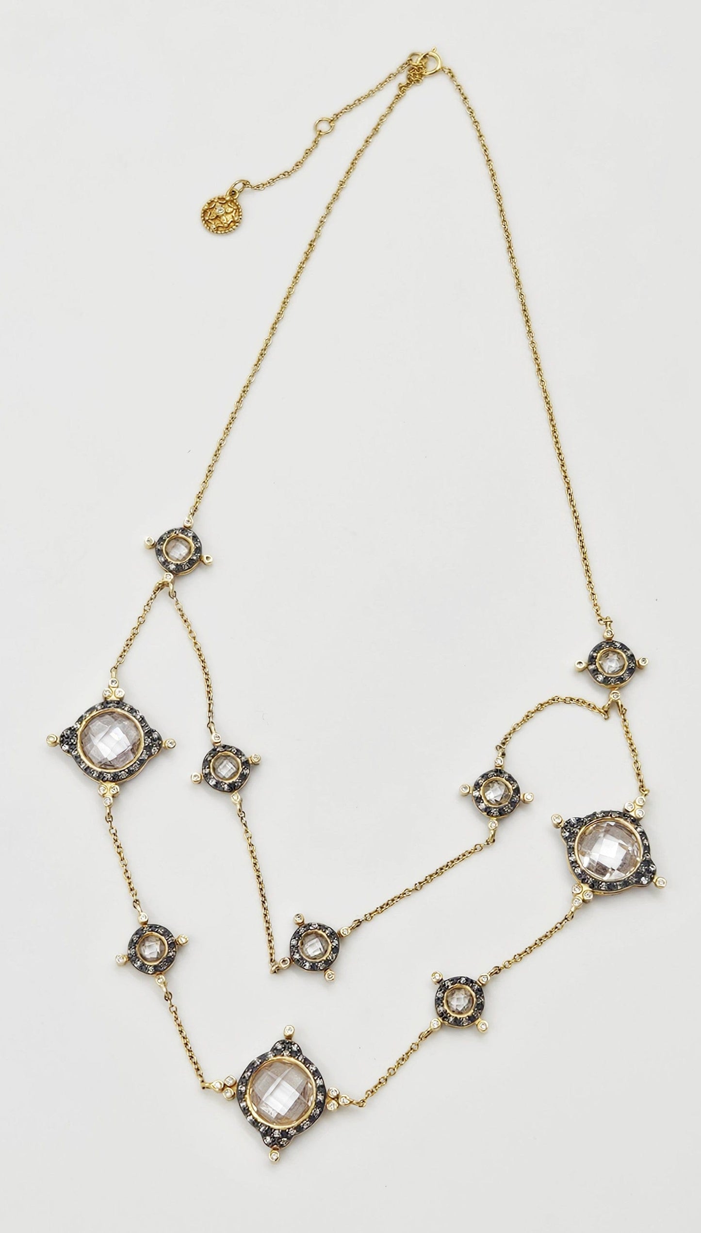 Freida Rothman Jewelry Designer Freida Rothman Sterling Crystal Art Deco Festoon 2 Tier Necklace