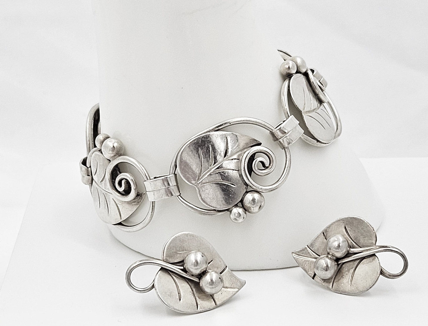 Georg Jensen Jewelry Georg Jensen Sterling Bracelet & Earrings Demi Parure Set 1950s