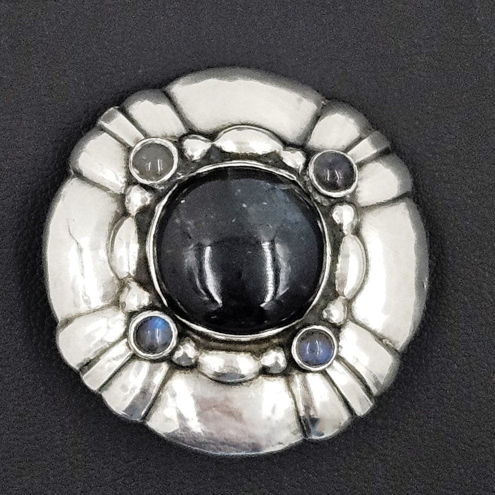 Georg Jensen Jewelry Rare 1910/20s Georg Jensen Denmark Silver +Labradorite Art Deco Brooch 