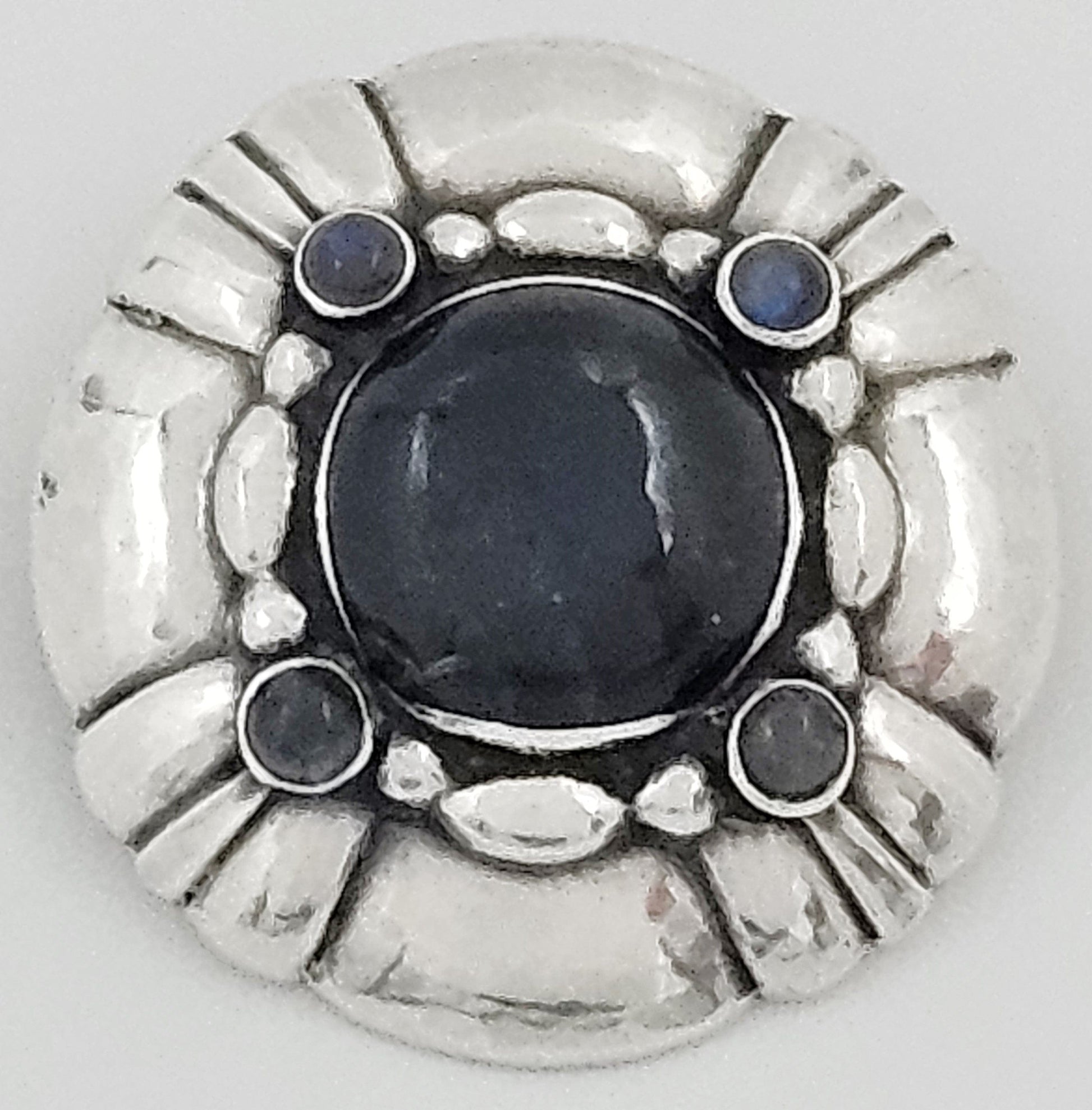 Georg Jensen Jewelry Rare 1910/20s Georg Jensen Denmark Silver +Labradorite Art Deco Brooch #50