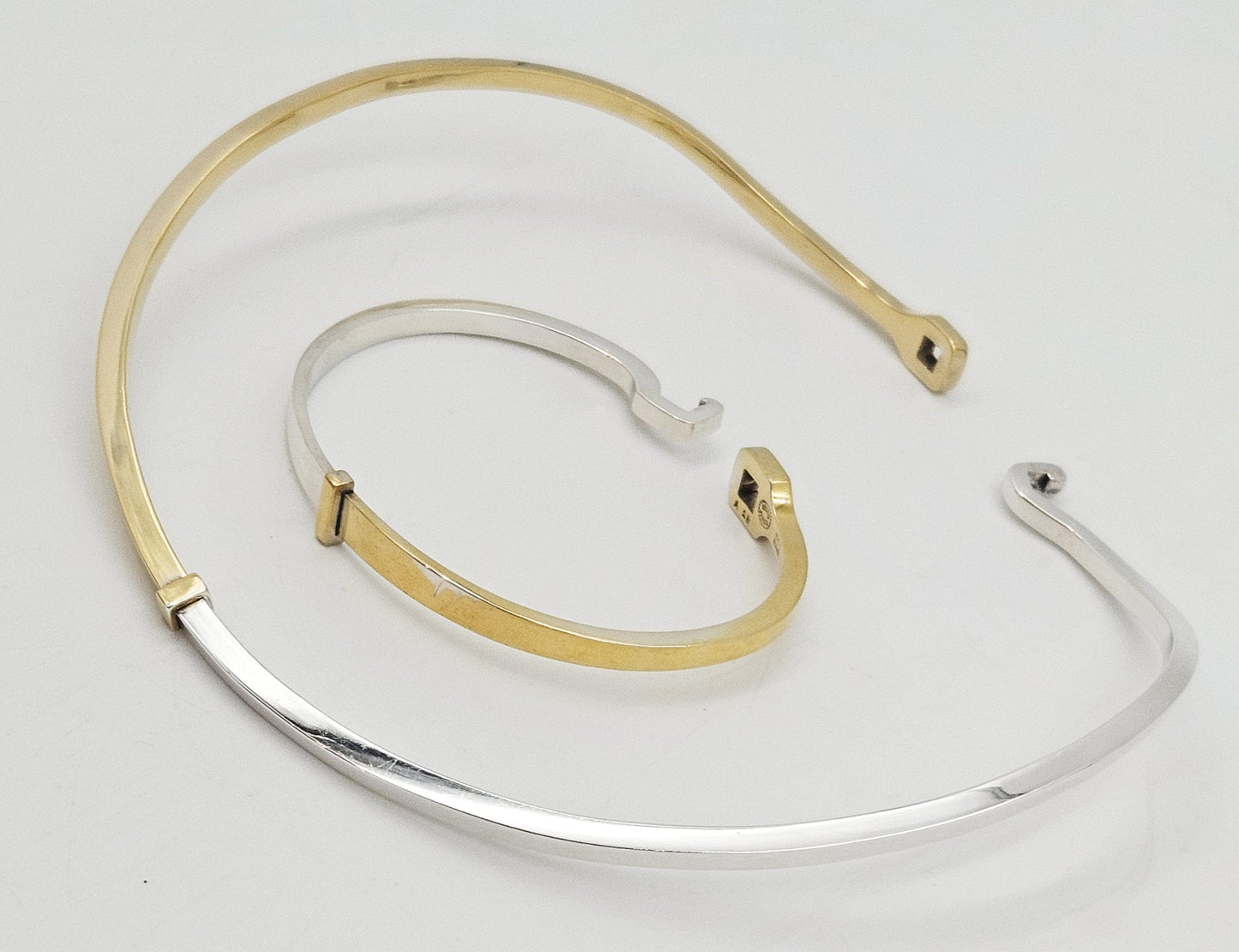 Georg Jensen Jewelry RARE Georg Jensen Gold Sterling Modernist Necklace Bracelet Set 1980's