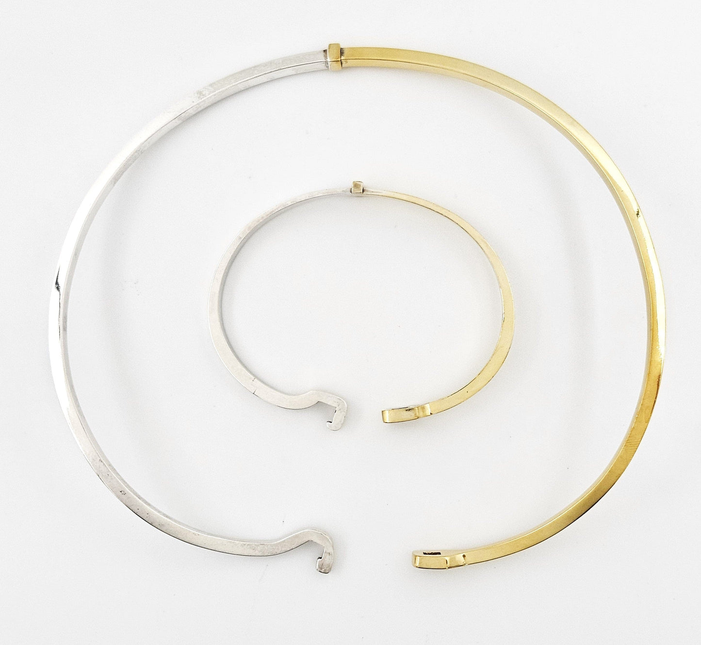 Georg Jensen Jewelry Superb Georg Jensen Sterling+Gold Modernist Neck Ring + Bangle Set 80/90s