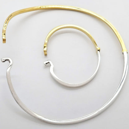 Georg Jensen Jewelry Superb Georg Jensen Sterling+Gold Modernist Neck Ring + Bangle Set 80/90s