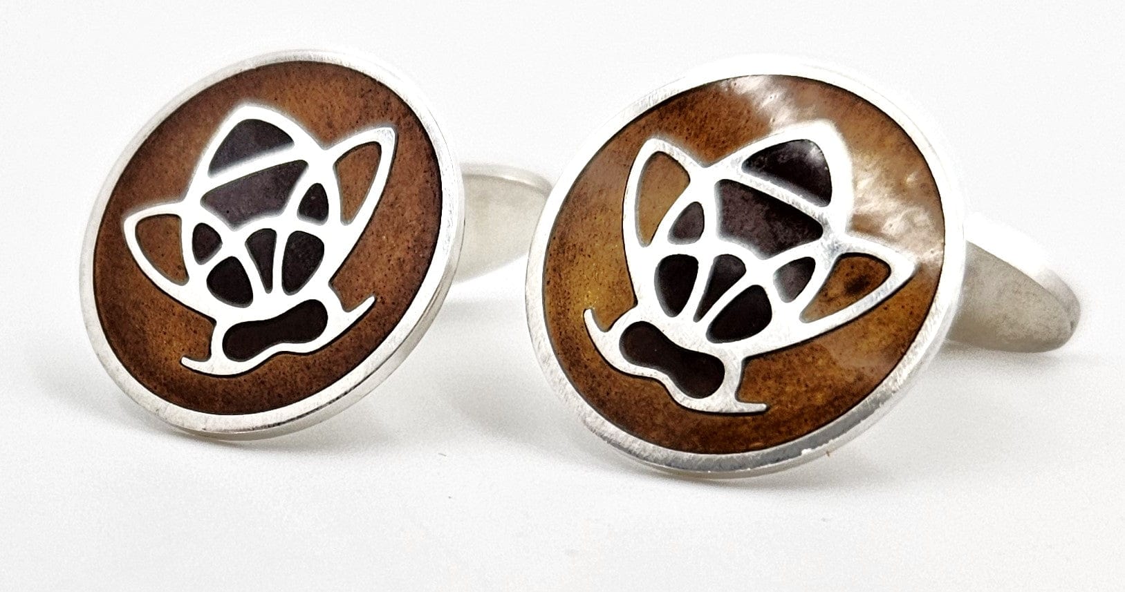 Georg Jensen Jewelry ULTRA RARE Georg Jensen Sterling Enamel Honey Bumble Bee Cufflinks 1940s