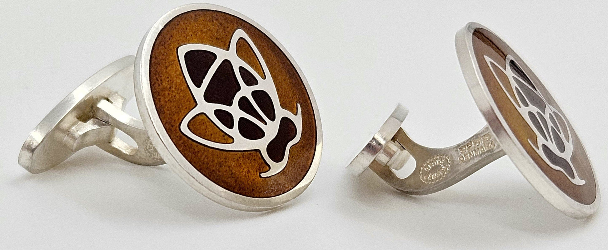 Georg Jensen Jewelry ULTRA RARE Georg Jensen Sterling Enamel Honey Bumble Bee Cufflinks 1940s