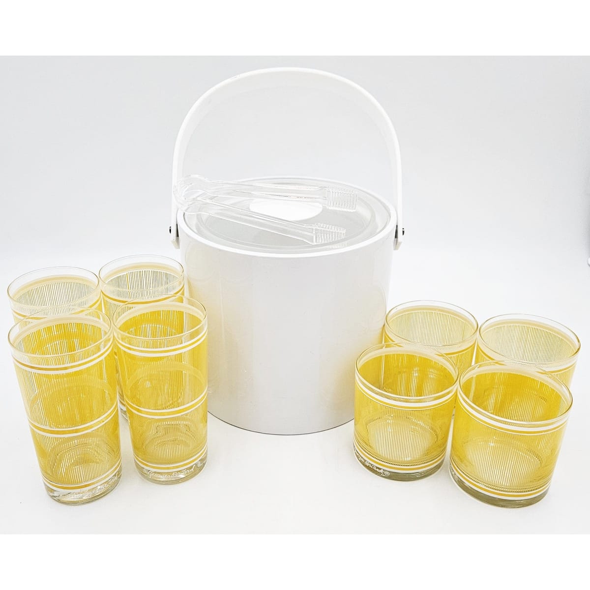Georges Briard Serveware Georges Briard Yellow &amp; White Icicles Barware Set