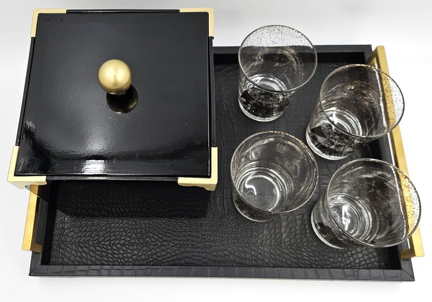 Georges Briard Serveware RARE Georges Briard Pax Vobiscum DOF Glasses Ice Bucket Tray Set 1950/60s