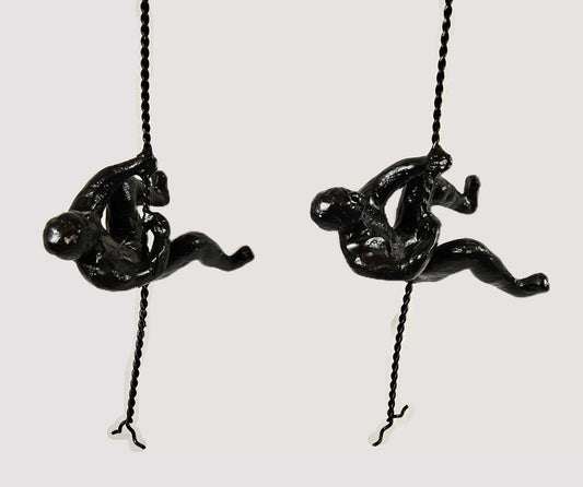 Global Views Artwork Global Views Matte Black Cast Iron Rock Wall Climber Men Wall Art Set of 2