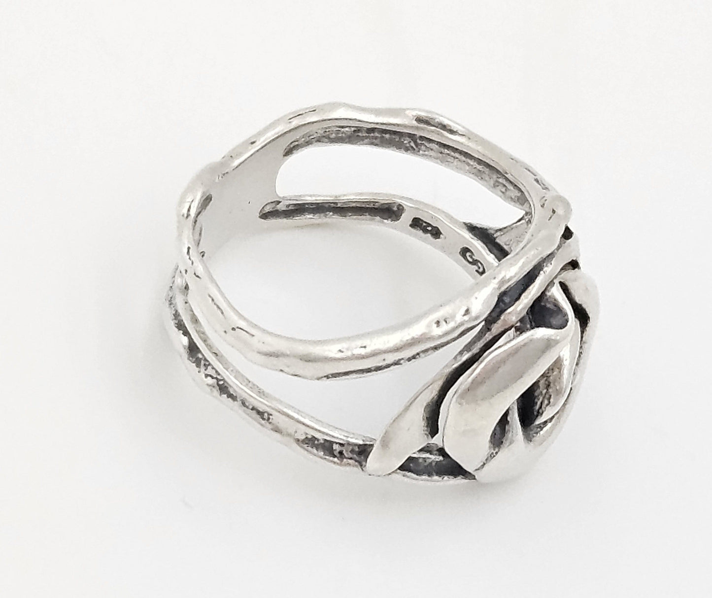 Golan Goldex Jewelry Golan Goldex Bold Abstract Modernist Brutalist Sterling Cocktail Ring