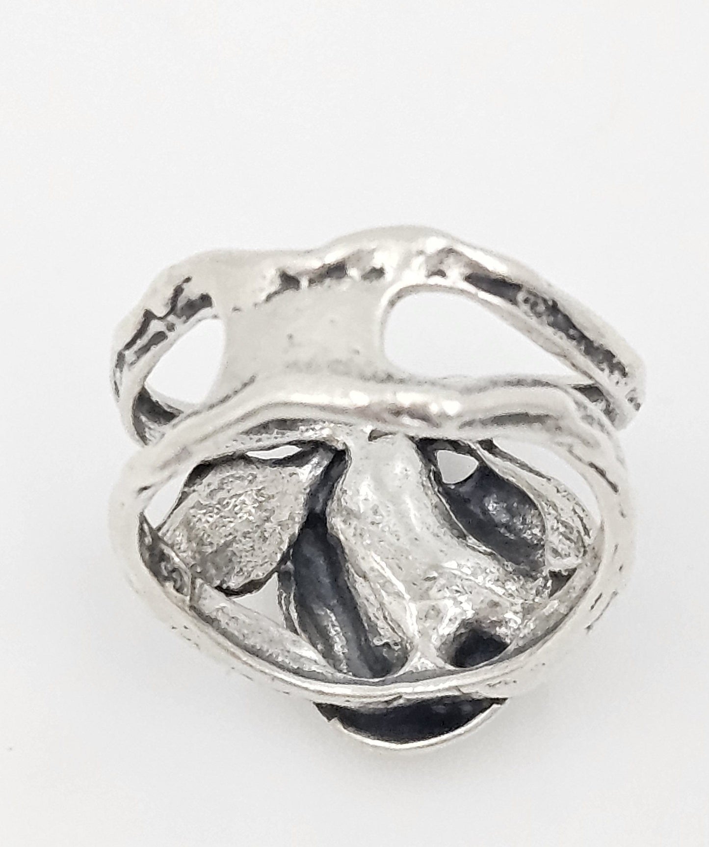 Golan Goldex Jewelry Golan Goldex Bold Abstract Modernist Brutalist Sterling Cocktail Ring