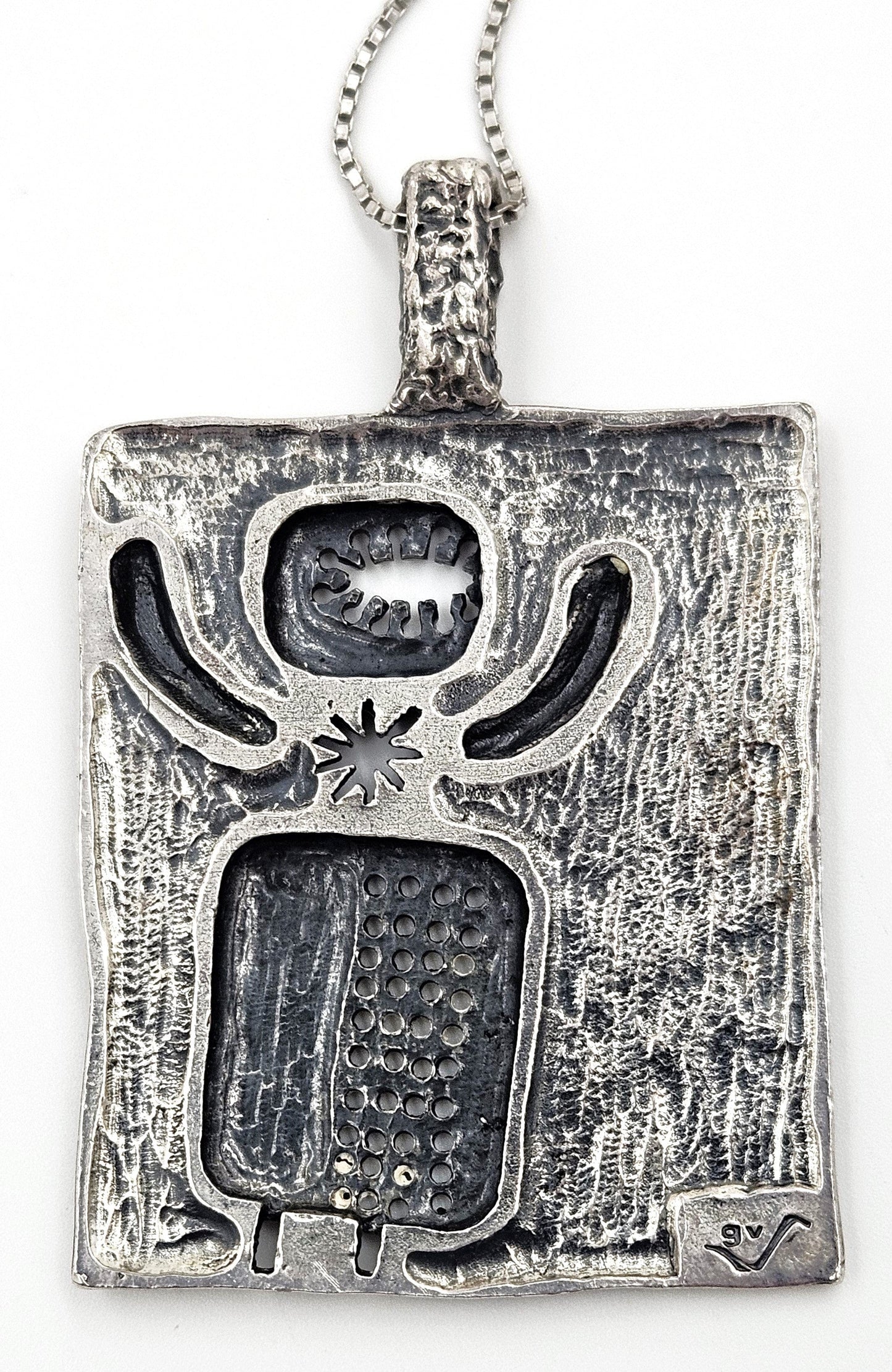 Guy Vidal Jewelry Superb Designer Guy Vidal Abstract Modernist HUGE Pendant on Sterling Chain