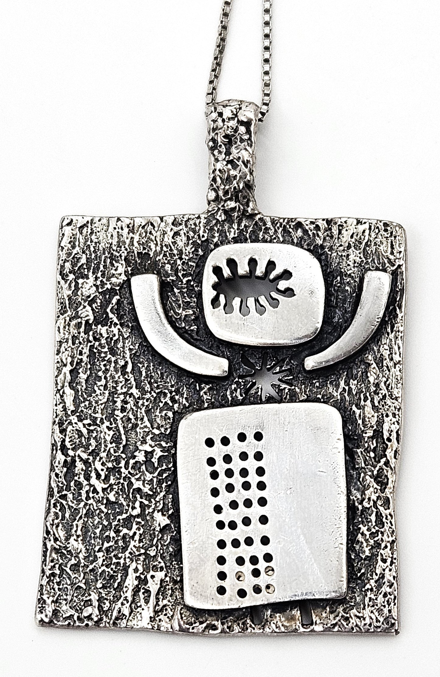 Guy Vidal Jewelry Superb Designer Guy Vidal Abstract Modernist HUGE Pendant on Sterling Chain