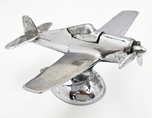 Hamilton Table Lighter Copy of Hamilton Chrome Grumman F6F Hellcat Airplane Tabletop Deco Lighter 1940's