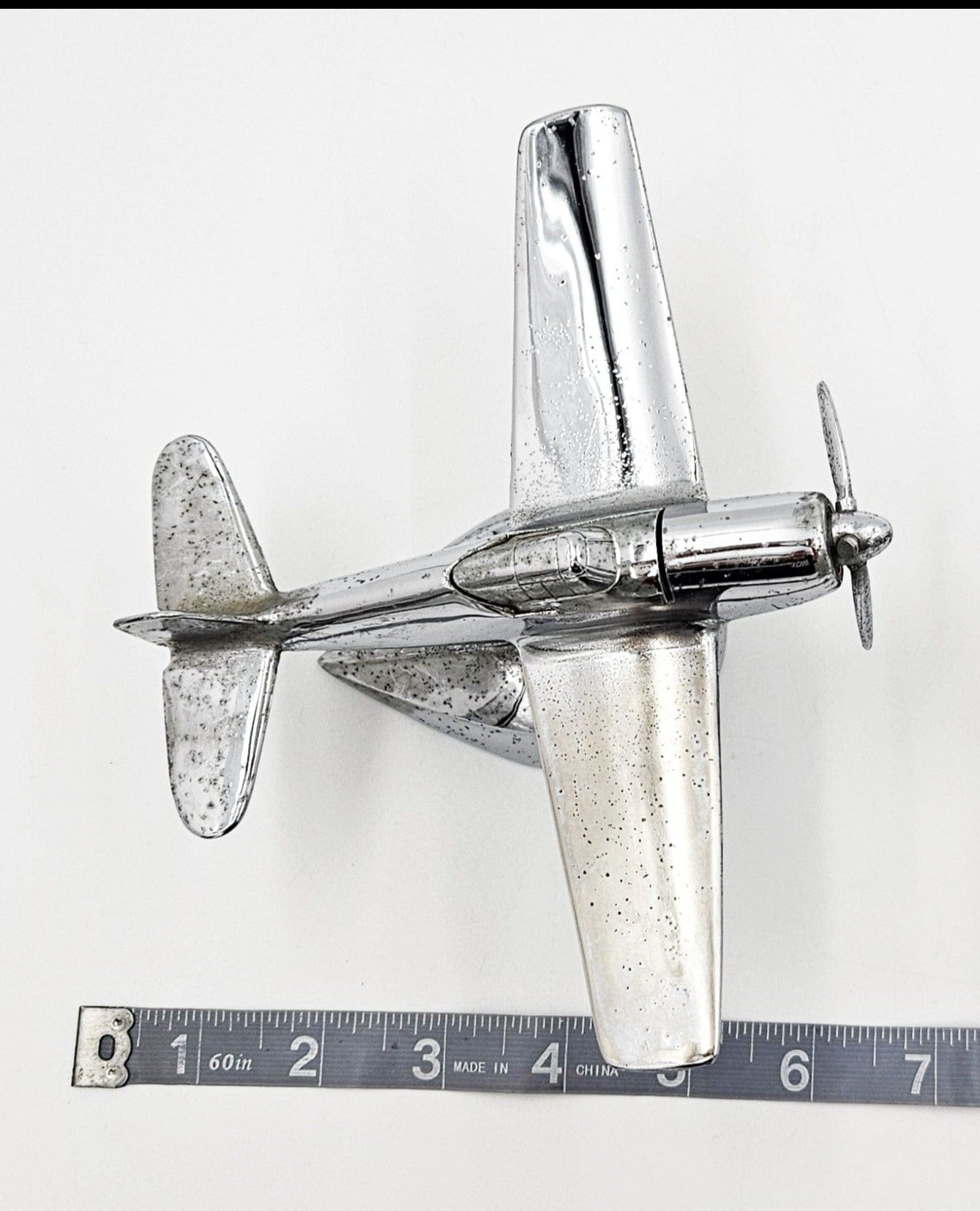 Hamilton Table Lighter Copy of Hamilton Chrome Grumman F6F Hellcat Airplane Tabletop Deco Lighter 1940's