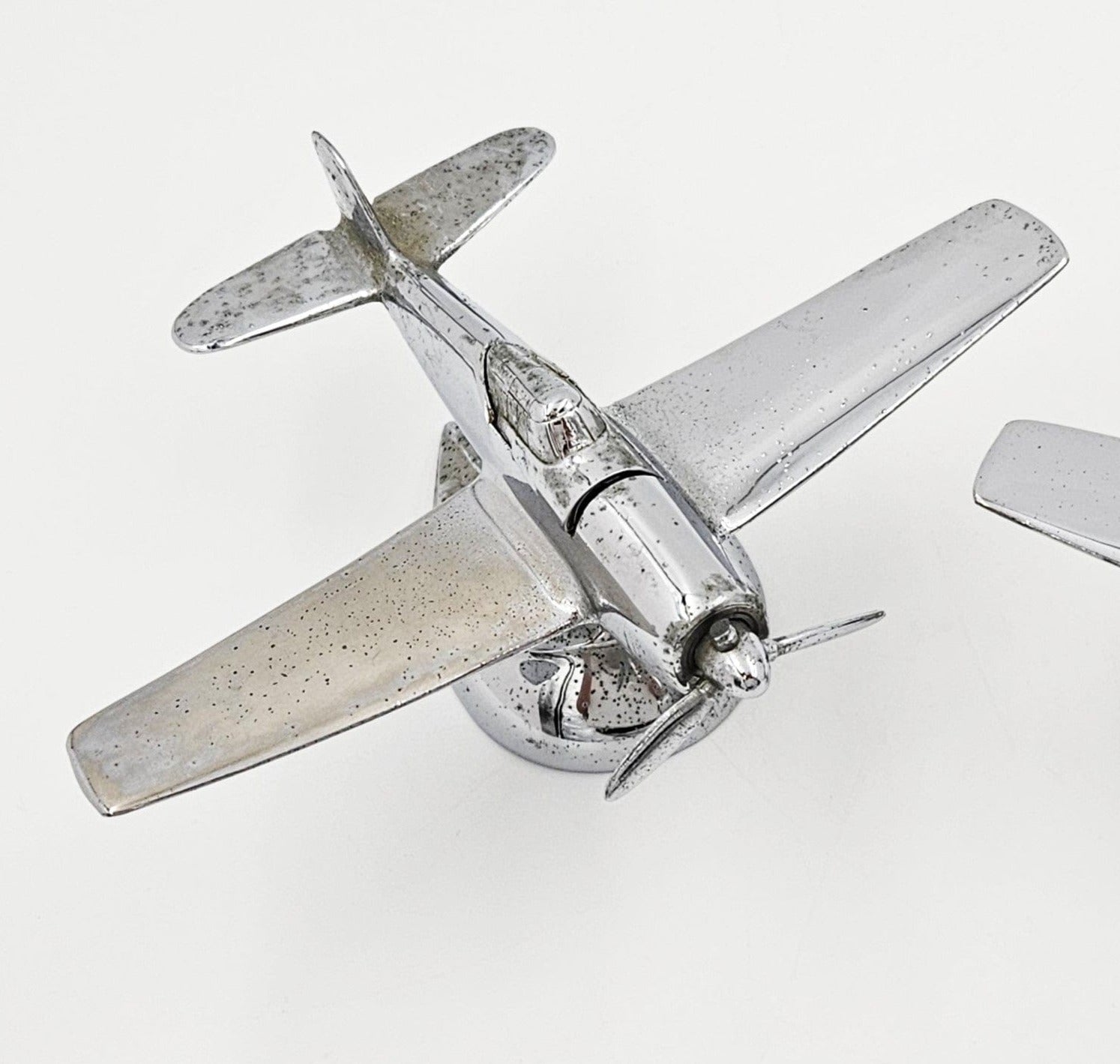 Hamilton Table Lighter Hamilton Chrome Grumman F6F Hellcat Airplane Tabletop Deco Lighter 1940's