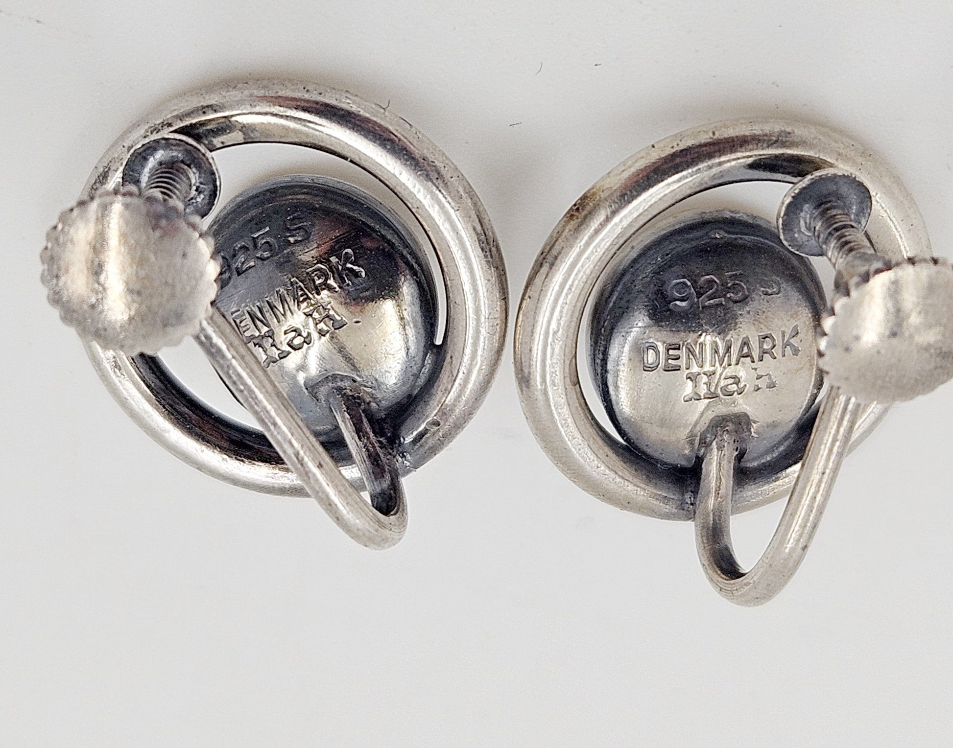 Hans Hansen Jewelry Denmark Designer Hans Hansen Sterling Modernist Earrings 1930-40's