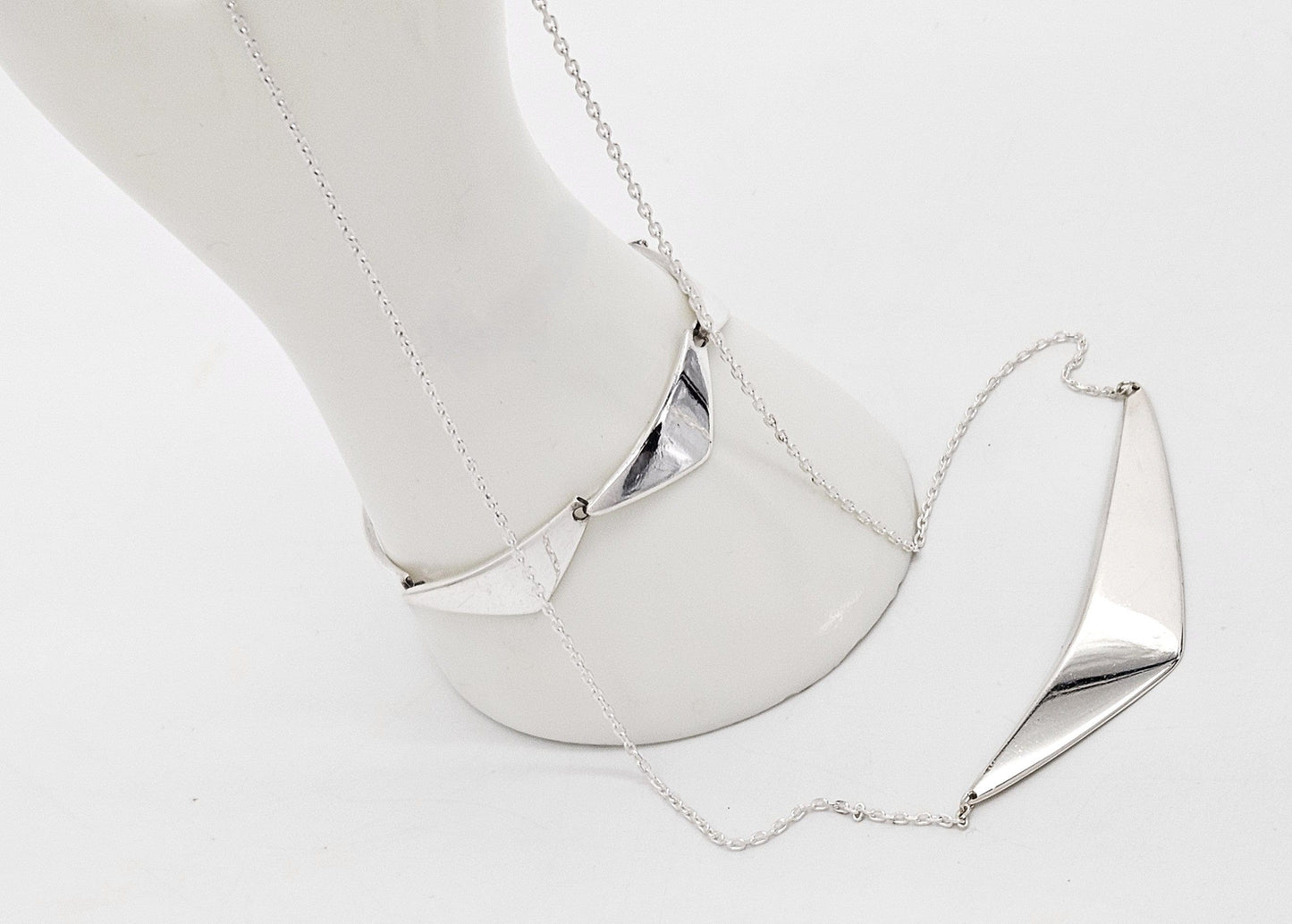 Hans Hansen Jewelry Hans Hansen Denmark Sterling Boomerang Links Bracelet & Custom Necklace 70s