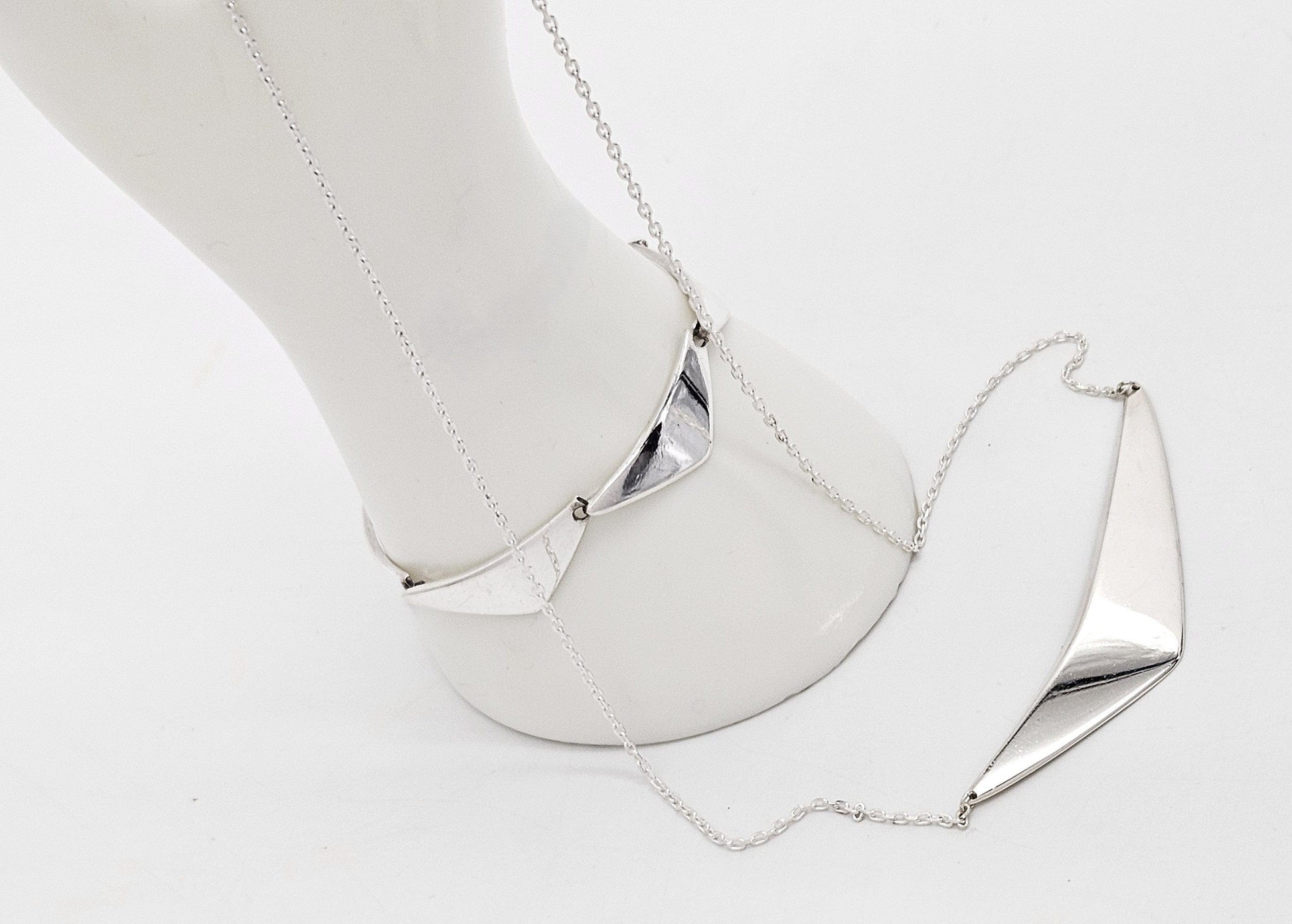 Hans Hansen Jewelry Hans Hansen Denmark Sterling Boomerang Links Bracelet & Custom Necklace 70s