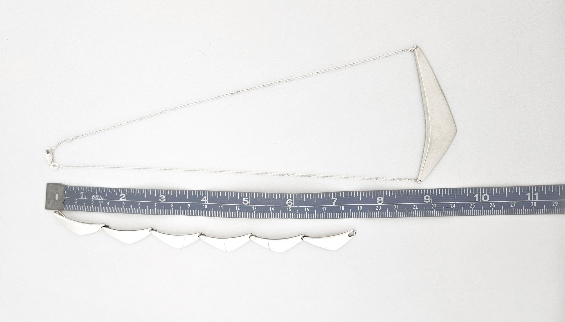 Hans Hansen Jewelry Hans Hansen Denmark Sterling Boomerang Links Bracelet & Custom Necklace 70s