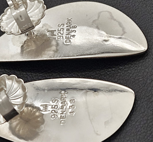 Hans Hansen Jewelry Rare Denmark Designer Hans Hansen Sterling Silver Modernist Earrings 1970's