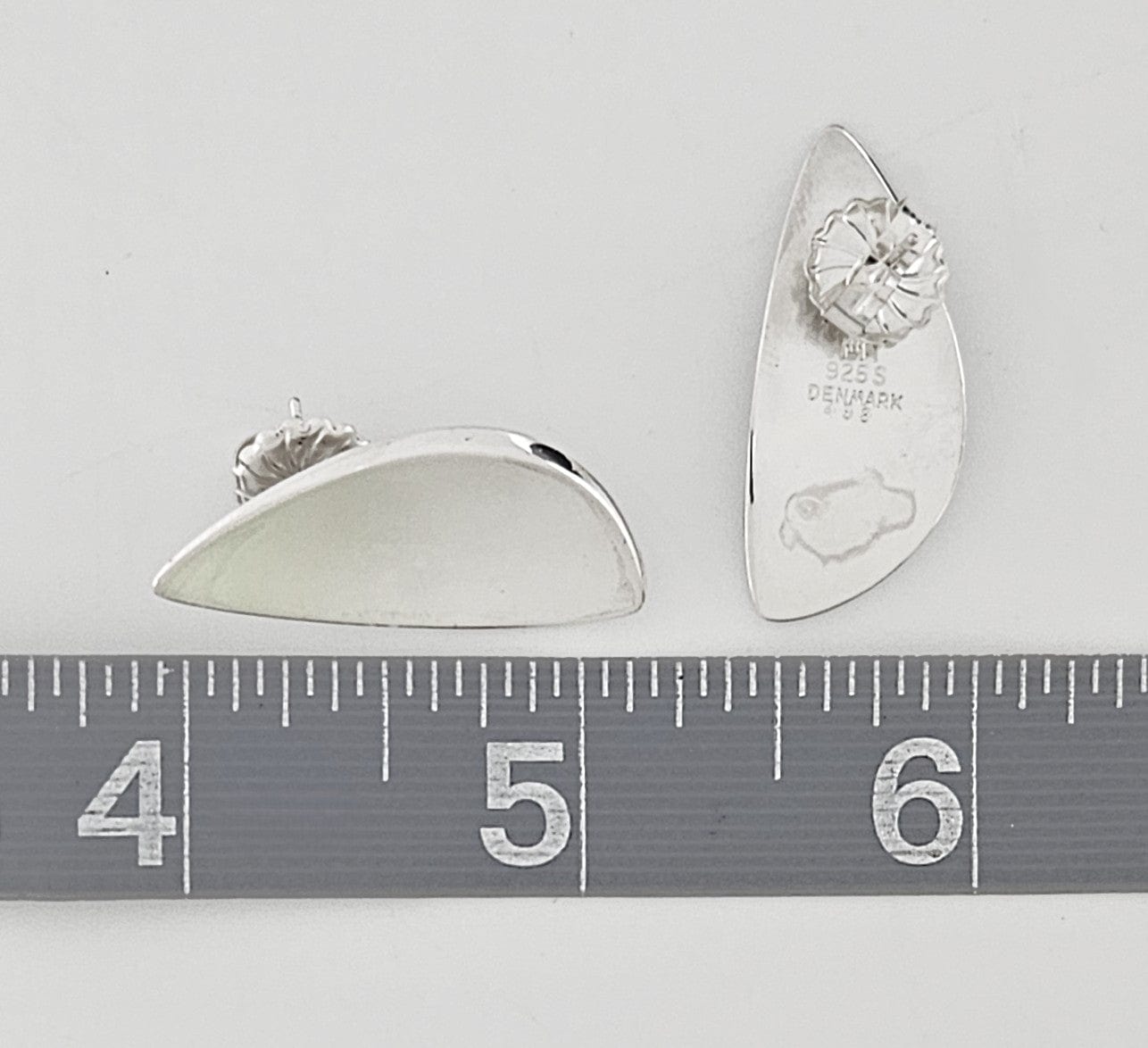 Hans Hansen Jewelry Rare Denmark Designer Hans Hansen Sterling Silver Modernist Earrings 1970's